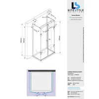 Glaszentrum Hagen 80x100x80x180cm Ares U-Duschkabine Silber