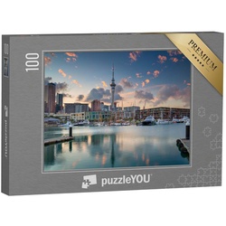 puzzleYOU Puzzle Auckland Skyline im Sonnenaufgang, Neuseeland, 100 Puzzleteile, puzzleYOU-Kollektionen Neuseeland