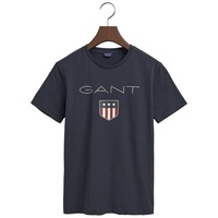 GANT Jungen T-Shirt - Teen Boys SHIELD Logo, Kurzarm, Rundhals, Baumwolle, uni Dunkelblau 158/164
