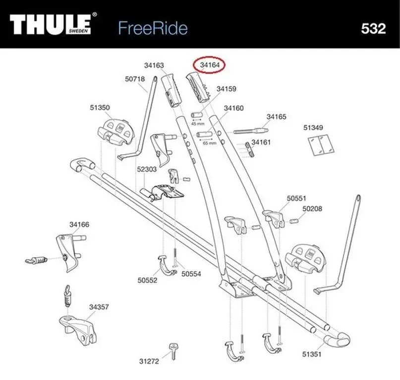 THULE Rahmenhalter Klaue für T-Schraube - Zubehör für Fahrradträger 575 Freeride und 532 Freeride