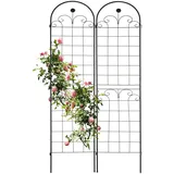 Relaxdays Rankgitter, 2er Set, 180 x 50 cm, Metall, Rankhilfe für Kletterpflanzen, freistehend, zum Stecken, schwarz