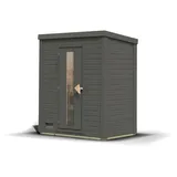 Woodfeeling Karibu Gartensauna Saunahaus Hytti 0 terragrau Energiesparende Saunatür Ohne Ofen inkl. 8-teiligem gratis Zubehörpaket (Gesamtwert 191,92€)