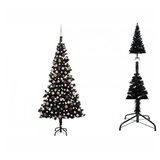 vidaXL Künstlicher Weihnachtsbaum mit LEDs & Kugeln Schwarz 210 cm