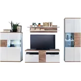 Livetastic Wohnwand Colombo, Weiß, Eiche, Metall, 2 Schubladen, 330x199x50 cm, Made in EU, Wohnzimmer, Wohnwände, Wohnwand-Sets