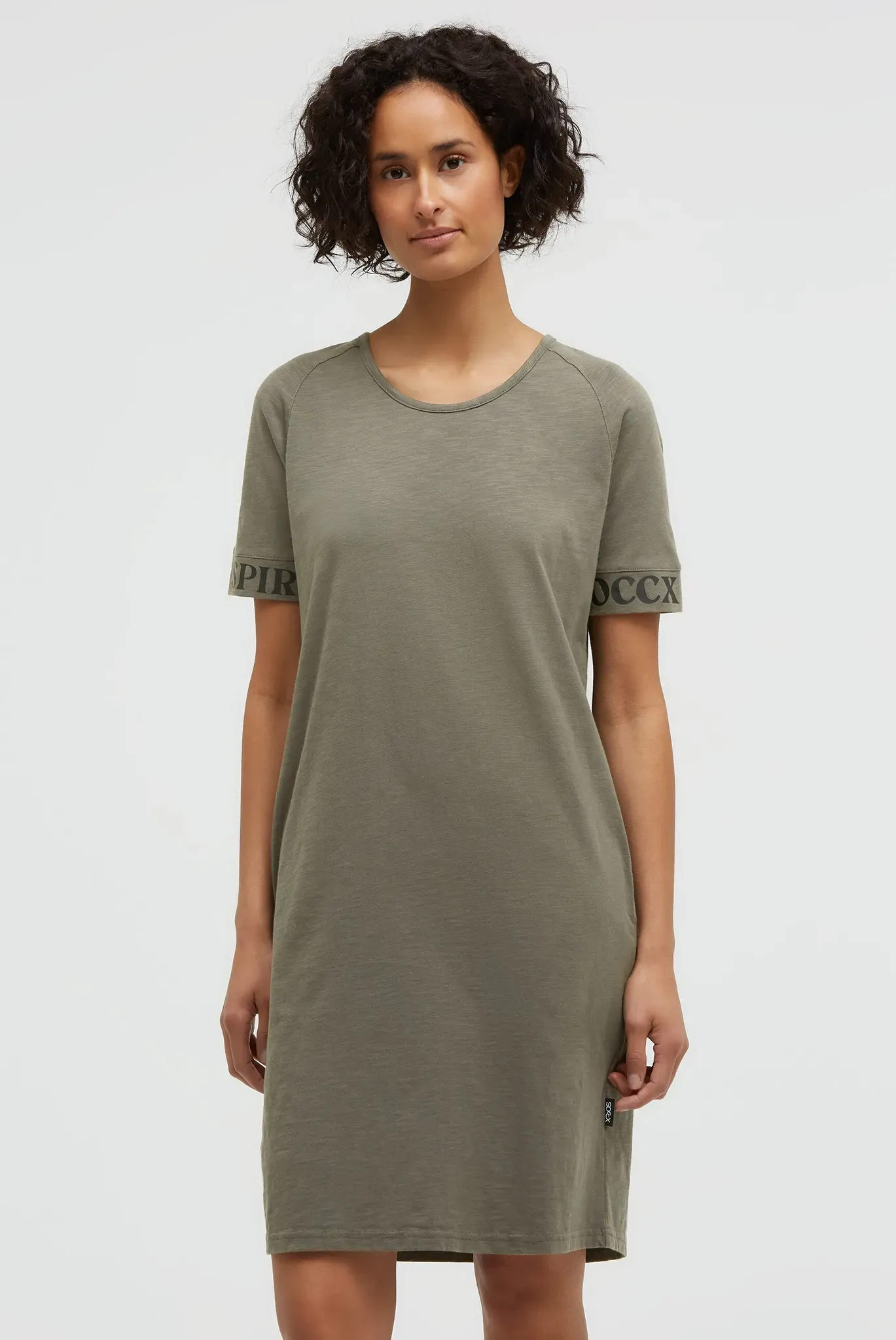 Sommerkleid SOCCX, Damen, Gr. L, US-Größen, cool khaki, Web, Material: 100% Baumwolle, unifarben, regular fit Midi, Rundhals, Raglanärmel Bündchen, Kleider Sommerkleid, mit Taschen