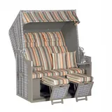 SonnenPartner Strandkorb Rustikal 34 Z XL Gartenstrandkorb 2-Sitzer Pinie grau