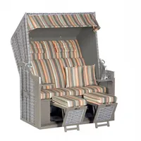 SonnenPartner Strandkorb Rustikal 34 Z XL Gartenstrandkorb 2-Sitzer Pinie grau