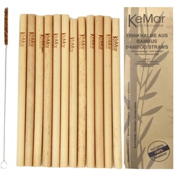 KeMar Kitchenware Trinkhalme BambooStraws20cm, (Set, 12-tlg., 12 Trinkhalme, 1 Bürste), TRINKHALME beige