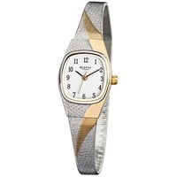Regent Damen-Armbanduhr Elegant Analog Edelstahl-Armband silber gold Quarz-Uhr Ziffernblatt weiß URF625
