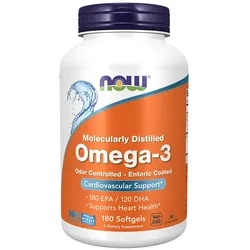 Now Foods Omega-3 Fischöl Weichkapsel (Enteric Coated) (180 Weichkapseln)