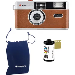 AGFAPHOTO Kamera Set mit Color Film + Batterie 35mm Braun Analoge