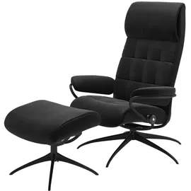 Stressless Relaxsessel London Leder 75 x 112 x 87 cm Schwarz mit Hocker