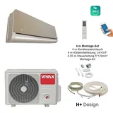 VIVAX H+ Design GOLD + 4 m Montageset Klimagerät Split Klimaanlage 3D Swing A+++