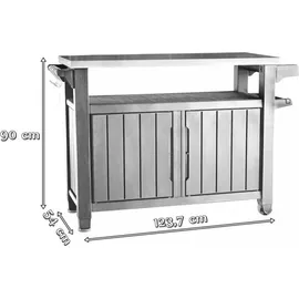 KETER Grilltisch 134 x 88 cm Edelstahl Braun