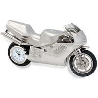 Miniaturuhr – Satin-Silber Sport Motorrad, Silber