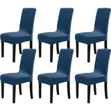 Chickwin Stuhlhussen 6er Set, Samt Dehnbarer Stuhlbezug, Waschbarer Hohen Zurück Stuhlhussen Slipcover Für Esszimmer, Hotel, Küche, Bankett, Partys,Abnehmbaren Stuhl Schutz -Königsblau