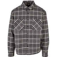 URBAN CLASSICS Boxy Kane Check Kurzarmhemd Grey / Black