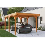 SKANHOLZ Skan Holz Carport Grunewald 321 cm x 554 cm mit Aluminiumdach Eiche Hell