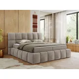 MKS Meble Boxspringbett NIRA mit dekorativem kopfteil, Multipocket-Matratze, und Topper, Polsterbett mit Bettkästen - 180 x 200 cm - Beige