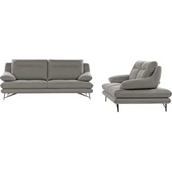 3-Sitzer CALIA ITALIA "Cezanne modern, elegant und bequem, aufwendige Detailverarbeitung", grau (34 sabbia), B:215cm H:90cm T:96cm, Sofas, wahlweise mit Sitztiefenverstellung