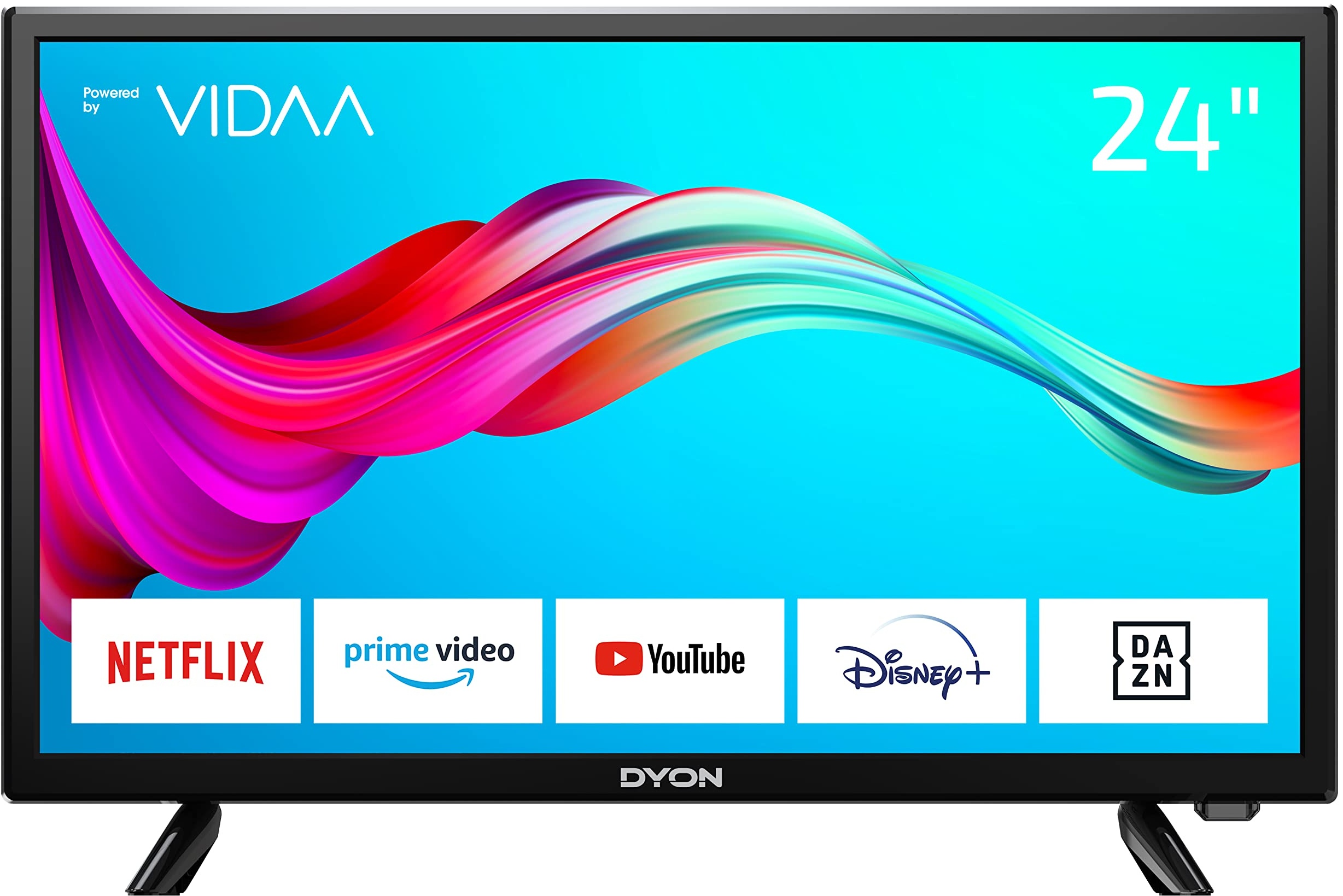 DYON Smart 24 VX 60 cm (24 Zoll) Fernseher (HD Smart TV, HD Triple Tuner (DVB-C/-S2/-T2), App Store, Prime Video, Netflix, YouTube, DAZN, Disney+) [Mod. 2022]