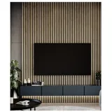 Mebano Wandpaneel 4tlg. Die schönsten Wandpaneel Akustikpaneel, Lamellenwand auf Filz, 1,61 qm, (Farbe: Eiche, Nussbaum, WENGE, Weiß halbmatt, Schwarzes Holz, INDIGO BLUE, SAND GREY, ARCTIS GREY, OLIVE, 1-tlg., Sehr hochwertige Lamellen) Nachhaltiges Material, einfache Montage, effektive Schalldämmung