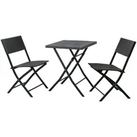 Svita Bistro-Set Balkonset Klappmöbel Stuhl Tisch Gartenmöbel Schwarz