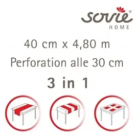 sovie HOME Tischläufer Snowflakes in Silber-Türkis aus Linclass® Airlaid, 40cm x 4,80 m, 1 Stück