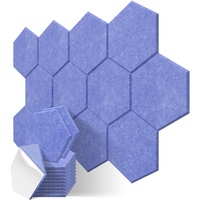 JBER Sechskant-Akustikplatten, schalldichte Schaumstoffplatten, selbstklebend, 35.6 x 30.5 x 1cm, schallabsorbierende Platten hoher Dichte für die akustische Behandlung, Heimbüro, 12 Stück(Meerblau)