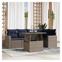 vidaXL Gartensofa-Set 6-tlg. grau Polyrattan