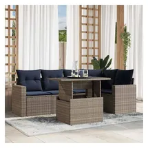 vidaXL Gartensofa-Set 6-tlg. grau Polyrattan