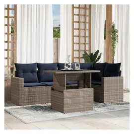 vidaXL Gartensofa-Set 6-tlg. grau Polyrattan