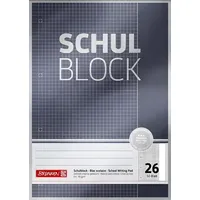 Brunnen 1052626 Schulblock / Notizblock Premium (A4, 50 Blatt, kariertt, mit Rand, Lineatur 26, gelocht, kopfverleimt, 90 g/m2)