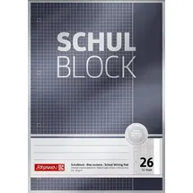 Brunnen 1052626 Schulblock / Notizblock Premium (A4, 50 Blatt, kariertt, mit Rand, Lineatur 26, gelocht, kopfverleimt, 90 g/m2)