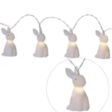 MARELIDA LED Lichterkette Bunny 10 weiße Häschen mit warmweißen LED - 1,35m - Batterie - Timer