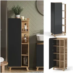 Vicco Midischrank Karen Sonoma Anthrazit 50 x 128 cm Tür offene Fächer