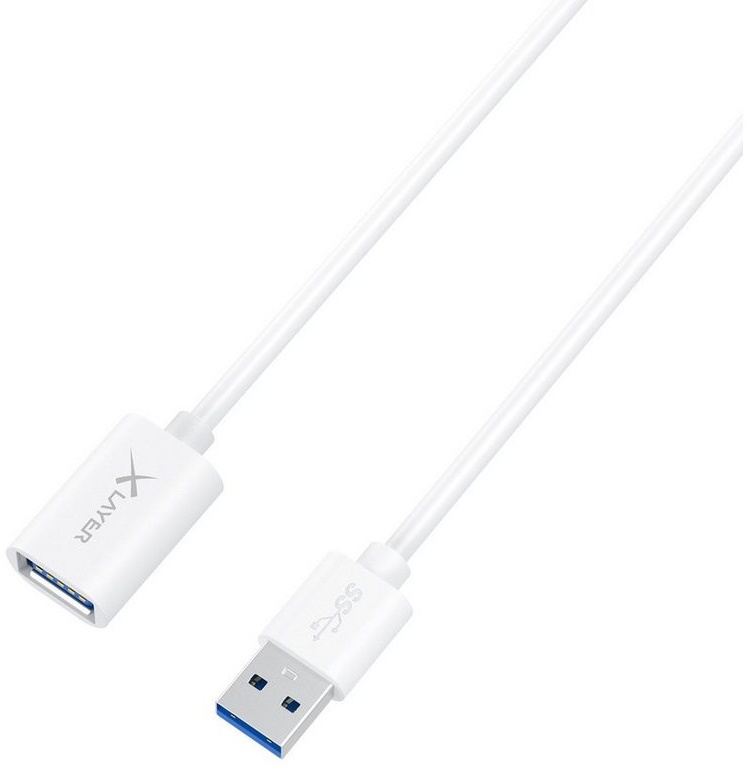 XLAYER Kabel Colour Line Verlängerungskabel USB to USB 1.5 m Smartphone-Kabel, USB Typ A, USB Typ A (150.00 cm) weiß