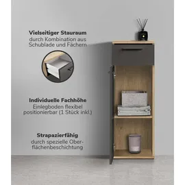 mokebo Der Matrose Bad-Beistellschrank 33 x 91 x 34 cm Schwarz/Eiche
