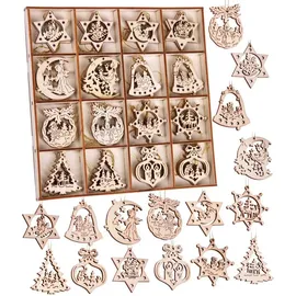 Brubaker Weihnachtsbaumschmuck 8024, 3,2-4 cm, Anhänger-Set aus Holz 48 Stück