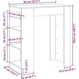 vidaXL Bartisch mit Regal 95 x 47 x 103,5 cm Braun