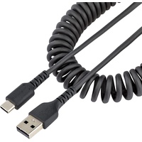 Startech StarTech.com 1m USB A auf USB C Kabel, hochbelastbares Spiralkabel für Laden &