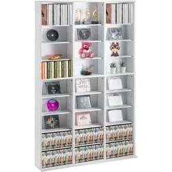 VEVOR Medien-Aufbewahrungsschrank 27 Fächer Verstellbare CD/DVD-Regale Weiß