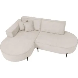 WFL GROUP Ecksofa Hana Loft 3-Sitzer Ecke Links Cordstoff Chenille, Creme 241/80/168 cm