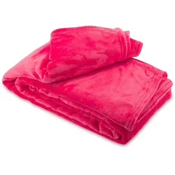 Leonado Vicenti Kuscheldecke Rosa 220x240 cm Wolldecke Fleece extra weiche Wohndecke Sofa