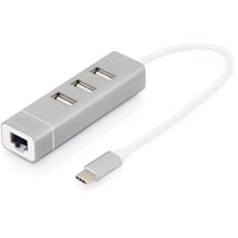 Digitus USB2.0 3-Port HUB & Fast Ethernet LAN-Adapter mit Typ-C Anschluss