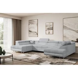 altdecor Ecksofa Cord 6-Sitzer Grau