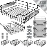 KESSER® Teleskopschublade 30-60cm Schrankbreite verchromt aus Edelstahl Schubladeneinsatz für Küchenschrank Korbauszug Schrankauszug