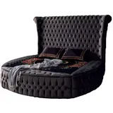 JVmoebel Rundbett Chesterfield Polsterbett Luxus Schlafzimmer Design Betten Textil Samt (1-tlg., Bett), Made in Europa grau