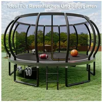 GUNJI Gartentrampolin Basketballkorb-Trampolin, Durchmesser 228/305 cm, Kindertrampolin, Ø 427 cm, (Enthält Leiter, Sicherheitsnetz, Schuhnetz, 360°-Schutzgitter und Fallschutzmatte, mit einer Tragkraft von 150 kg-ostern geschenke) 427 cm