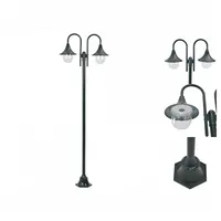 VidaXL Garten-Pollerleuchte E27 220 cm Aluminium 2-Laterne Dunkelgrün